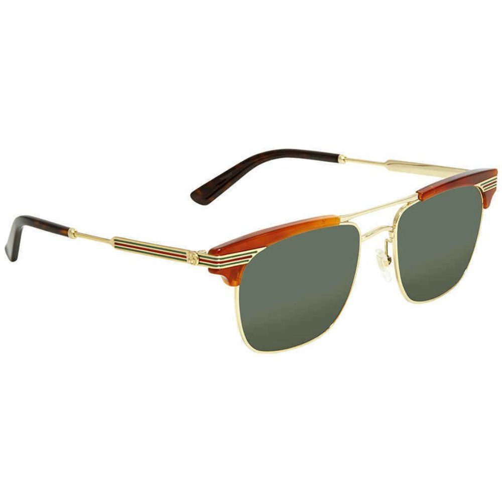 New Gucci Green And Gold Square Unisex Sunglasses